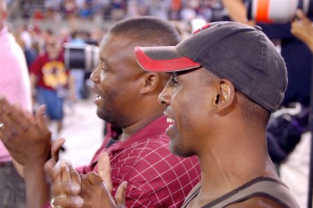 Gary Clark and Ricky Sanders Cheer on Monk